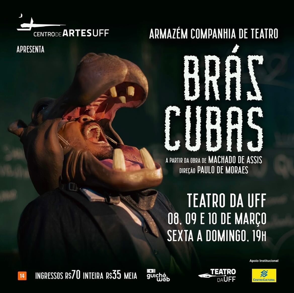 Versão cênica de Brás Cubas no Teatro da UFF em Niterói SBAT