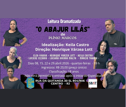 Leitura dramatizada de Plínio Marcos no Balaio das Artes no RJ