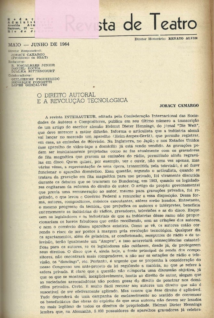 Imagem de 1964 - O Direito Autoral e a Revolução Tecnológica